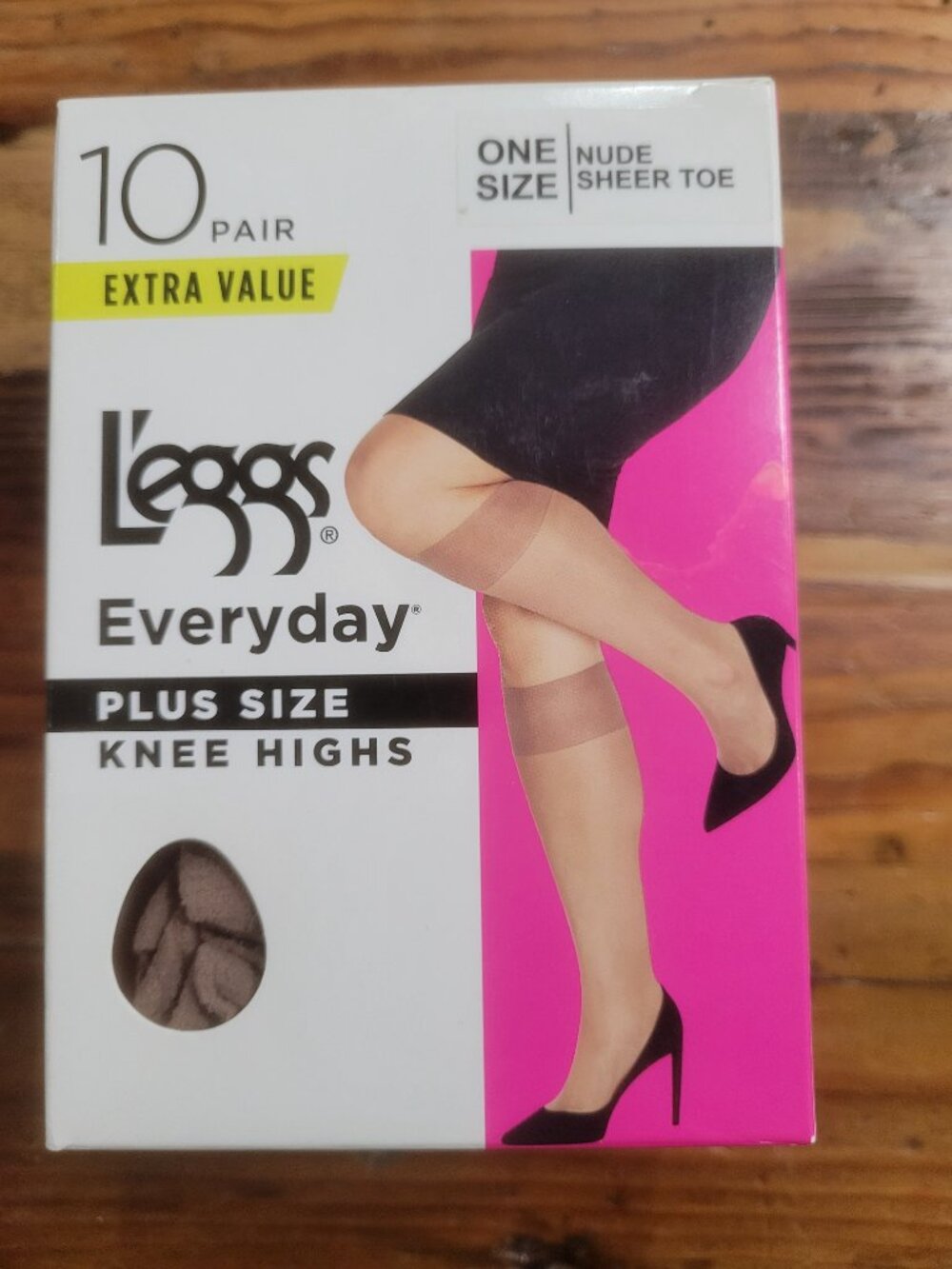 L'eggs Everyday PLUS SIZE Knee Highs 10 Pair Package Sheer Toe Nude New